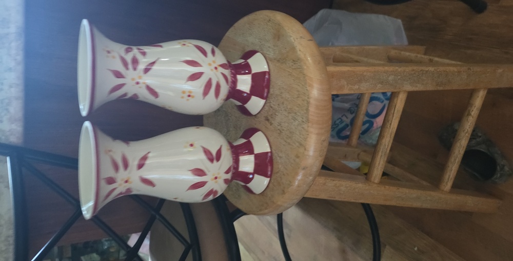 Temptations Floral Ceramic Vases - Burgundy and Cream